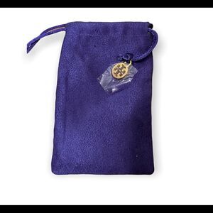 Tory Burch velvet like purple jewelry bag signature gold tone hangtag
